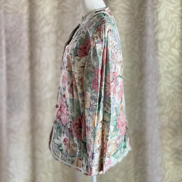 Vintage 80s Nah Nah Collections by Jonathan Tait Floral Print Blazer Size 16 - Picture 4 of 8